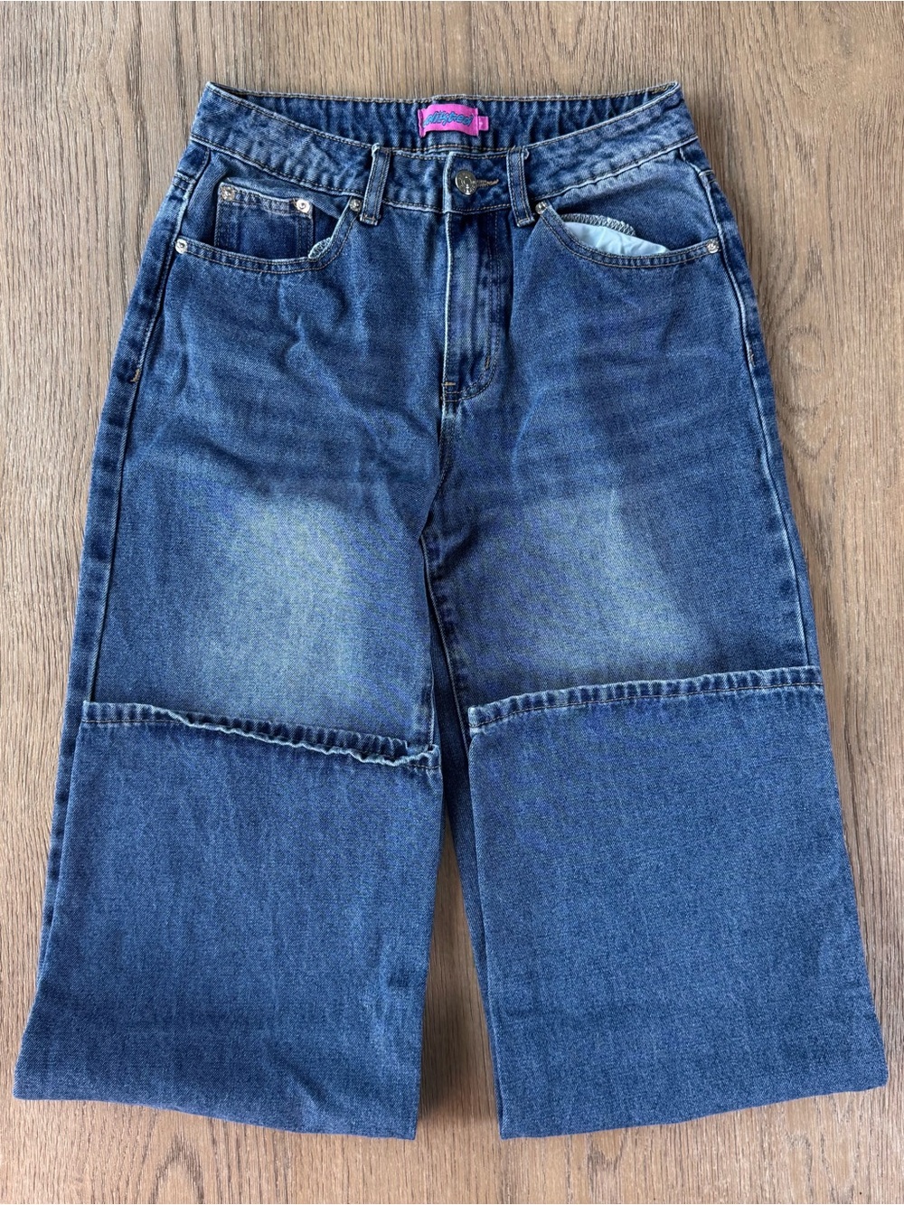 Edikted Women’s Straight Leg Mid Rise Blue Denim Jeans